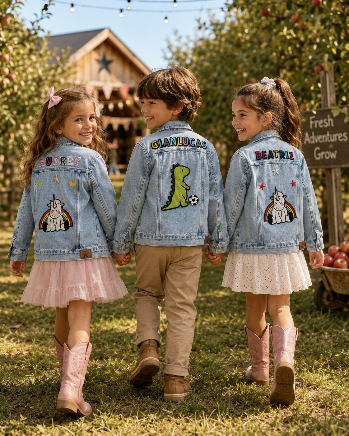 Niños usando chaquetas PazKids personalizadas
